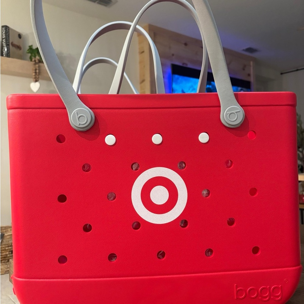 BOGG BAG Red Tote with Light Gray Handles